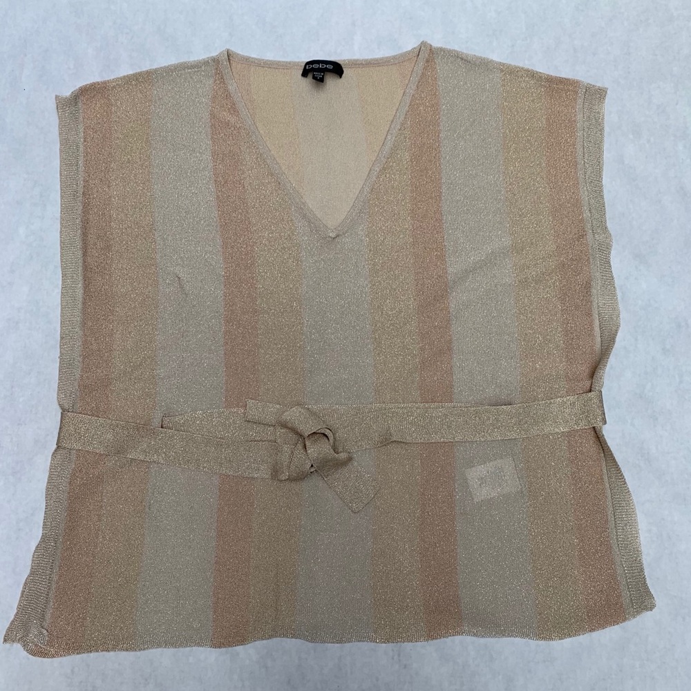 Bebe tri tone metallic blouse, size small